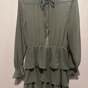 Elegant Green Ruffled Dress